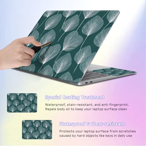 Universal Laptop Skin Sticker Decal, Compatible with MacBook HP Dell Lenovo 12"-15.6", Reusable Vinyl Notebook Cover 3PCS Set, High-Recognition Film-Dark Green Ginkgo Leaf - color: Dark Green Ginkgo Leaf