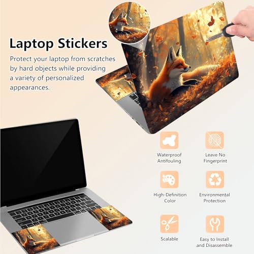 Laptop Skin Sticker Decal 15.6 Inch,12 13 13.3 14 15 15.6 in Laptop Netbook Skins for Notebook,Art Decal Removable Waterproof Scratch Resistant,Universal Vinyl Cover,Cute Fox Forest - color: Cute Fox Forest