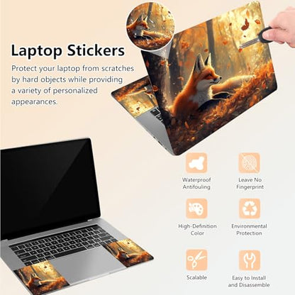 Laptop Skin Sticker Decal 15.6 Inch,12 13 13.3 14 15 15.6 in Laptop Netbook Skins for Notebook,Art Decal Removable Waterproof Scratch Resistant,Universal Vinyl Cover,Cute Fox Forest - color: Cute Fox Forest
