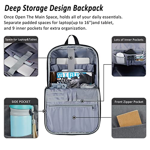 MAXTOP Deep Storage Laptop Backpack Business Anti-theft Backpacks[Water Resistant] College Computer Bookbag Fits 16 Inch Laptop - color: Light Grey, size: 15.6 inch, style: Daypack Backpacks