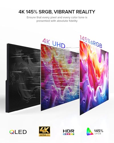 UPERFECT Portable Monitor 4K 60Hz 18.5", 145% sRGB QLED Laptop Monitor, 400 Nits Ultra-Slim Monitor, USB-C & HDMI, VESA & Case, Travel Second Screen for Laptop, Computer, Mini PC, Game Consoles - size: 18.5