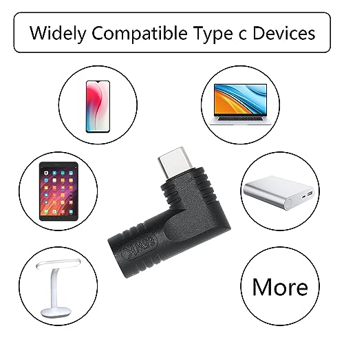 Right Angle DC 4017 to USB C Connector Adapter, 90 Degree PD 65W DC 4.0mm x 1.7mm to USB Type C Male Plug Power Charge Adapter for Laptop, Phone - Black - style: DC 4017 to USB Type c
