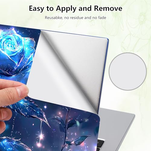 Laptop Skin Sticker Decal, Universal Reusable Vinyl Laptop Cover for 12" 13" 13.3" 14" 15" 15.4" 15.6" Notebook PC, Waterproof Scratch-Resistant with 2 Wrist Pads, Easy to Apply & Remove,Blue Rose - color: Blue Rose