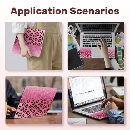 Laptop Skin Sticker Decal PVC Vinyl Sticker Notebook PC Protector Waterproof Scratch Resistant Laptop Skin for 12.1 13 13.3 13.6 14 15 15.3 16 Inch Pink with Black Leopard Print - color: Pink with Black Leopard