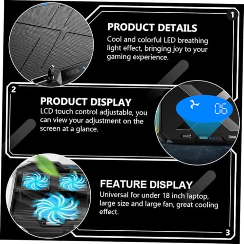 Adjustable RGB Led Laptop Cooler Pad Notebook Cooling Base LCD Touch for Under Gaming and Office