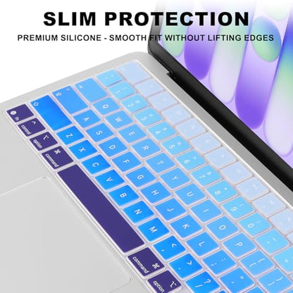 Allinside Keyboard Cover for 2026 MacBook Neo 13-inch A3404 (A18 Pro) & MacBook Air 13"/15" and MacBook Pro 14"/16" (M5 Chip), Premium Silicone Keyboard Protector Skin, US ANSI Layout, Ombre Blue - color: Ombre Blue