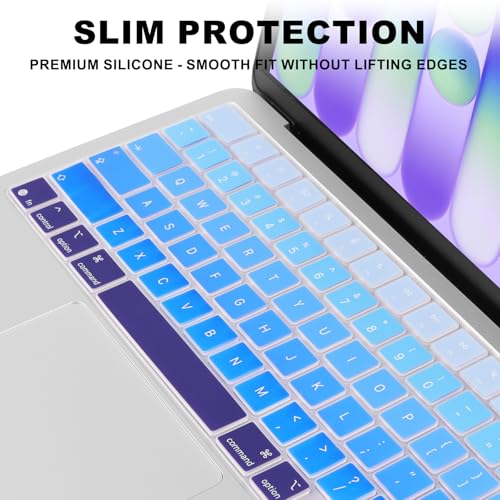 Allinside Keyboard Cover for 2026 MacBook Neo 13-inch A3404 (A18 Pro) & MacBook Air 13"/15" and MacBook Pro 14"/16" (M5 Chip), Premium Silicone Keyboard Protector Skin, US ANSI Layout, Ombre Blue - color: Ombre Blue