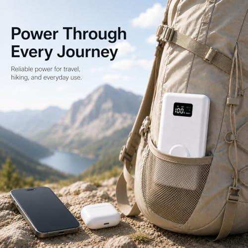 PZOZ 20000mAh Portable Charger with Apple Watch Charger, 45W PD Fast Charging Power Bank, Built-in USB-C Cable and Lightning Adapter, LED Display Portable Battery Pack for iPhone, iPad and Travel