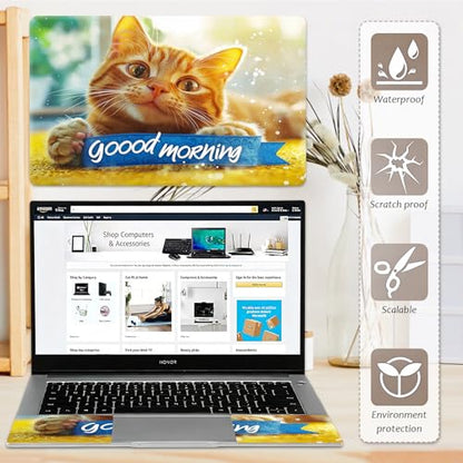 Laptop Skin 12.1-15.6 inch Removable Universal Reusable Laptop Sticker Decal,Waterproof No Residue Vinyl Cover,Scratch-Resistant Cuttable Full Wrap Sticker for Notebook, Kawaii Orange Cat - color: Kawaii Orange Cat