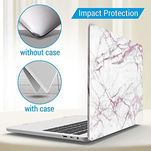 IBENZER Compatible with MacBook Pro 13 Inch Case M2 M1 2026 2025 2024 2023 2022 A2338 A2289 A2251 A2159 A1989 A1706 A1708, Hard Shell Case & Keyboard Cover for Mac Pro 13, Pink Marble, T13PKMB+1 - color: Pink Marble