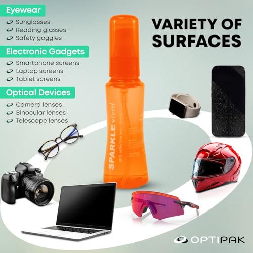 Sparkle Vivid Anti-Reflective Safe Lens Cleaner Spray Kit - (2) 2oz Glasses Cleaner Spray & (2) Microfiber Cloth for Eyeglasses, Sunglasses, Lenses, Screens and Camera Cleaning Kit (4 Piece Set) - style: Orange | 2x2oz Lens Spray + 2 Microfiber Cloth