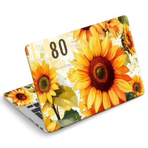 Universal Laptop Skin Sticker Decal, Compatible with MacBook HP Dell Lenovo 12"-15.6", Reusable Vinyl Notebook Cover 3PCS Set, High-Recognition Film-Vintage Aesthetic Sunflowers - color: Vintage Aesthetic Sunflowers