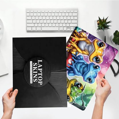 Universal Laptop Skin Sticker with 2 Wrist Pad Skins, Waterproof Scratch Resistant Vinyl Laptop Cover Decal, Cut to Fit for 11–15.6 Inch MacBook HP Dell Lenovo, Color Frogs - color: Color Frogs