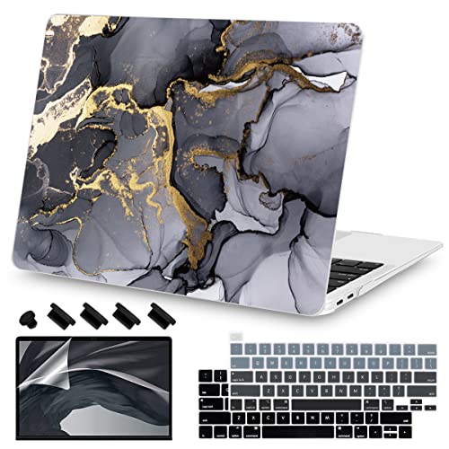 Teryeefi Compatible with MacBook Pro 13 inch Case M1 M2 Chip A2338 A2289 A2251 A2159 A1989 A1706, Plastic Hard Shell & Keyboard Cover for 2016-2020 2022 MacBook Pro 13 Touch Bar,Gray Marble - color: Gray Marble