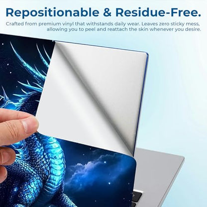 Reusable Universal Laptop Skin Sticker, Cut to Fit for 11.6–15.6 Inch Laptops, Waterproof Protective Film, No-Residue - Night Sky Blue Dragon - color: Night Sky Blue Dragon