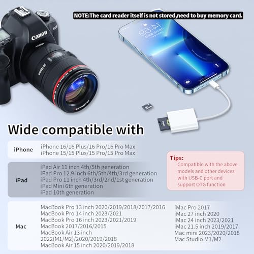SD Card Reader for iPhone 15/16/17, USB C to SD Memory Card Adapter for iPad, Digital Camera Adapter iPhone,Supports SD and TF Card for iPad,Plug and Play No App Required - size: Dual Slots(SD+TF for USBC)