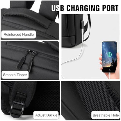 FANDARE 15.6 inch Business Laptop Rucksack Bag with USB Charging Port Mens Laptop Backpack Business Travel Rucksack Polyester Daypack with Luggage Strap Multi-Compartment for Work Commuter Light Gray - color: Light Gray