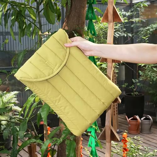 Puffy Laptop Sleeve 11-12 Inch, Soft Laptop Case, Green | Compatible with 15-16 Inch Macbook Pro/Air, Asus/Dell Xps/Lenovo Laptops, Protective Carrying Bag for Women and Men - color: Streak-Green, size: 11/12