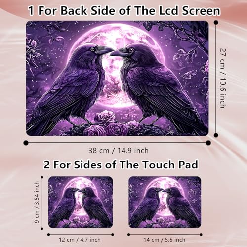Laptop Skin Sticker Decal 12" 13" 13.3" 14" 15" 15.6",Waterproof Scratch Resistant Vinyl,Reusable Easy to Apply,for MacBook HP Dell Notebooks Netbooks Laptop,2 Wrist Pads,Crow Couple Purple - color: Crow Couple Purple