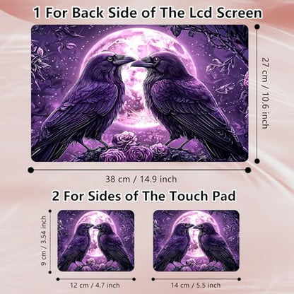 Laptop Skin Sticker Decal 12" 13" 13.3" 14" 15" 15.6",Waterproof Scratch Resistant Vinyl,Reusable Easy to Apply,for MacBook HP Dell Notebooks Netbooks Laptop,2 Wrist Pads,Crow Couple Purple - color: Crow Couple Purple