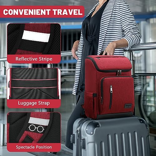 YALUNDISI Laptop Backpacks Travel Backpack Carry On Backpack Casual Daypack with USB Charging Port for Men Women Red - color: Red