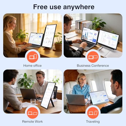 FLYTOCCA Laptop Screen Extender, 15.6" 1080P FHD IPS Display, Detachable Second Monitor Supports Vertical Mount, Plug & Play, Laptop Monitor Extender for 13"-17.3" Laptops, Windows, Mac, Chrome - size: 15.6" screen