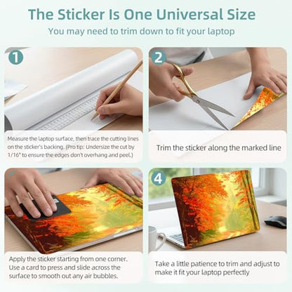 Universal Laptop Skin Decal, 3-Piece Vinyl Protector for 12 13 14 15.6" Notebook, Waterproof Anti-Scratch, Easy Trim & Bubble-Free Finish, Autumnal Woodland - color: Autumnal Woodland