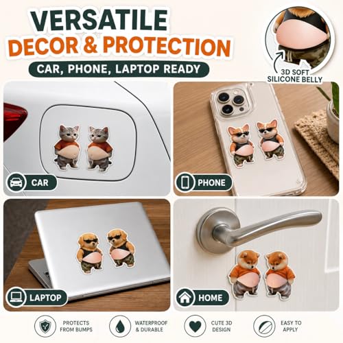 8 Pack Cute Puppy Silicone Squishy Stickers, 3D Self Adhesive Anti-Collision Bumper Pads, Soft Decorative Protector Pads for Laptop, Phone, Notebook, Water Bottle, Car