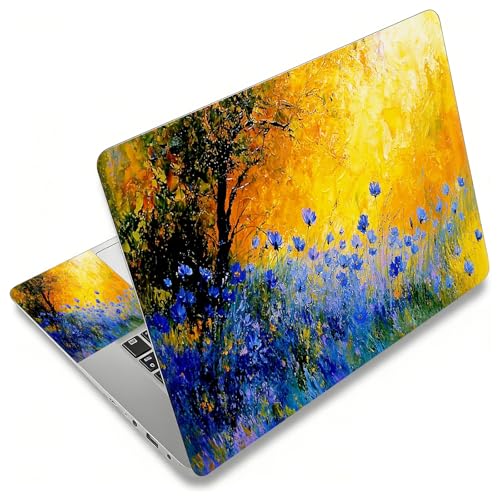 Laptop Skin Sticker Decal, Universal Reusable Vinyl Laptop Cover for 12" 13" 13.3" 14" 15" 15.4" 15.6" Notebook PC, Reusable Waterproof Scratch-Resistant with 2 Wrist Pads,Watercolor Wildflower - color: Watercolor Wildflower