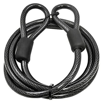Lumintrail 12mm (1/2 inch) Heavy-Duty Security Cable, Vinyl Coated Braided Steel with Sealed Looped Ends (4', 7', 10', 15' or 30') (4-FT) - size: 4-FT
