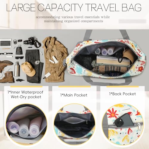 VOOWO Rolling Duffel Bag with Wheels - Foldable Expandable Duffle Bag with Wheels for Travel, Rolling Luggage Bag Carry On Bag with Wheel, Large Rolling Backpack Weekend Bag for Men Women (Flower) - color: Flower