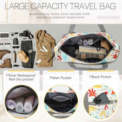 VOOWO Rolling Duffel Bag with Wheels - Foldable Expandable Duffle Bag with Wheels for Travel, Rolling Luggage Bag Carry On Bag with Wheel, Large Rolling Backpack Weekend Bag for Men Women (Flower) - color: Flower