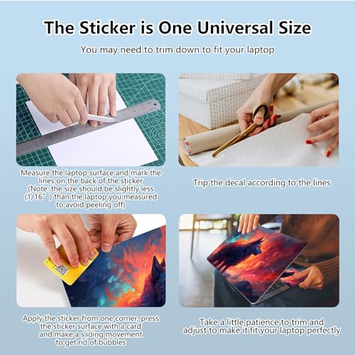 Universal Laptop Skin Sticker with 2 Wrist Pad Skins, Waterproof Scratch Resistant Vinyl Laptop Cover Decal, Cut to Fit for 11–15.6 Inch MacBook HP Dell Lenovo, Burning Wolf - color: Burning Wolf