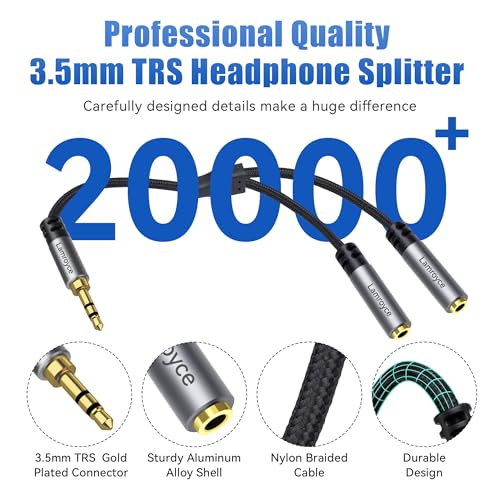 Headphone Splitter, 3.5mm TRS Male to Dual 3.5mm TRS Female Stereo Audio Y Splitter Cable (1Feet/12Inch), Nylon-Braided, Hi-Fi Sound for Sharing Music, Movies, Gaming on Phones, Tablets, Laptop-2Pack - color: 3.5mm TRS 1 Male to 2 Female Splitter, size: 2