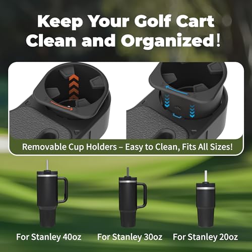 Upgraded Golf Cart Armrest with Cup Holder – Wide Comfort Pad, Universal Fit for EZGO, Club Car, Yamaha – Waterproof, Tool-Free Install, Fits 1" & 1.25" Square Tubes （Black） - color: Cup Holder Black