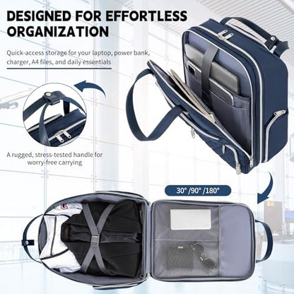 Underseat Carry On Luggage with Wheels, 17 inch Lightweight Overnight Soft Sided Personal Luggage Bag Carry-On Suitcase for Short Trip Travel Business, Blue - color: Blue