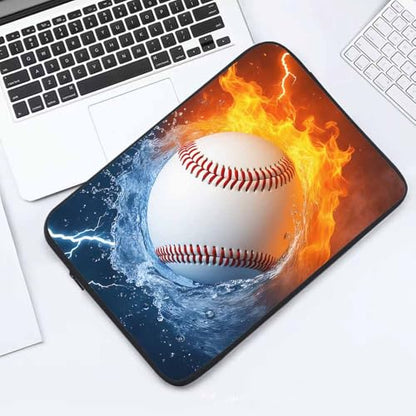 Laptop Sleeve Bag 15.4 15.6 Inch,Baseball Ball in Fire and Water Protective Polyester Computer Cases Laptop Cover Briefcase Bag Tablet Travel Cover - color: LPS-023
