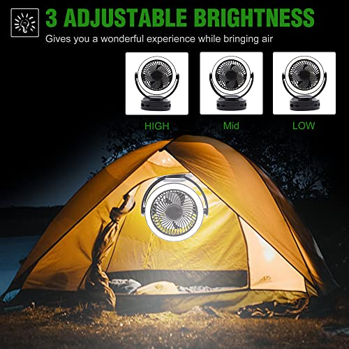 Rechargeable RV Cooling Fan Light, 4-Speed Portable Desk Fan, Dia: 5.5inch, Rotatable Clip-On & Wall-Mount Fan for Home Office RV Travel, 5000mAh Battery - color: Black