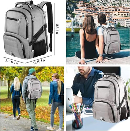 LTINVECK Travel Laptop Backpack,Extra Large Backpack for Men,Big 17 Inch Computer bag Tech Backpack - color: Full Grey