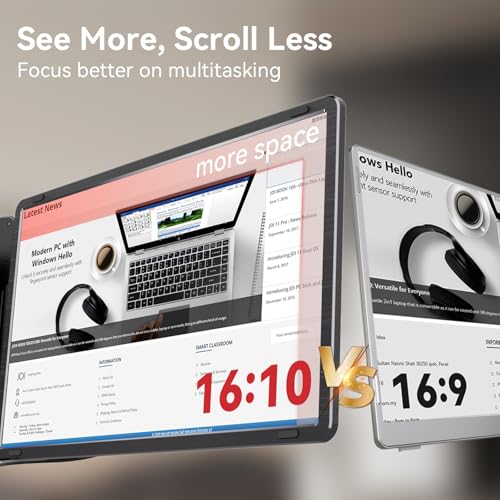 LXU 16" 1200P Laptop Screen Extender Monitor Portable | Detachable Triple Extended Monitor, Plug n Play for 12~16.5" Laptops, Black, S9G - size: 16" Screen Extender
