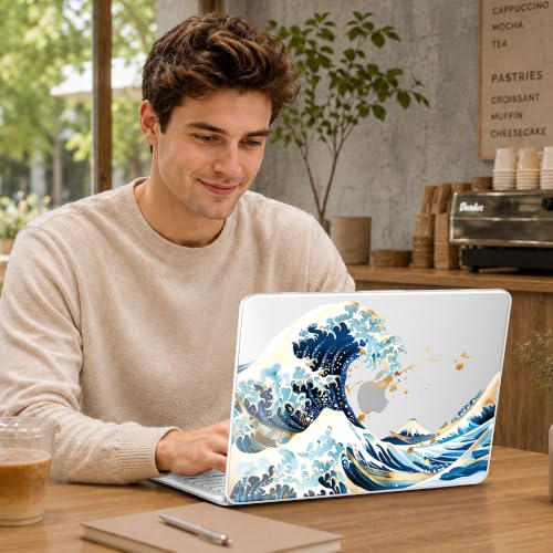 Compatible with MacBook Neo 13 inch (2026 Release A3404) (A18 Pro) with Liquid Retina Display, Printed Slim Protective Case with Screen Protector & Keybaord Cover, Blue Wave - color: Blue Wave