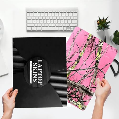 Universal Laptop Skin Sticker with 2 Wrist Pad Skins, Waterproof Scratch Resistant Vinyl Laptop Cover Decal, Cut to Fit for 11–15.6 Inch MacBook HP Dell Lenovo, Pink Camo Tree - color: Pink Camo Tree