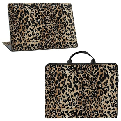 10 inch Laptop Sleeve with Laptop Skin Sticker Set – Slim Protective Case with Smooth Zipper, Lightweight Tablet & Notebook Sleeve for Travel & Daily Carry, Leopards - color: Leopards, size: 10 inch