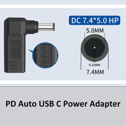 100W USBC to 7.4x5.0mm Adapter, USB C to 7.4mmX5.0mm 19.5V Adapter Made for HP Spectre, Envy, EliteBook, Chromebook Series - style: 7.4x5.0mm for HP