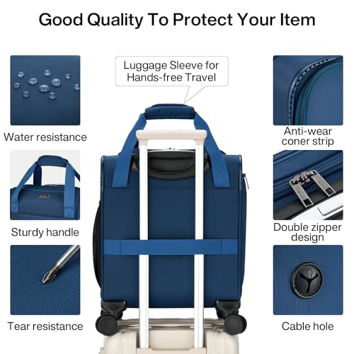 MILADA Underseat Carry On Luggage with Wheels, Airline Approved 16-inch Spinner Small Suitcase, Softside Travel Luggage, Personal Item Overnight Bag, Business Mini Suitcase for Women and Men, Blue - color: Blue