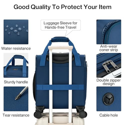 MILADA Underseat Carry On Luggage with Wheels, Airline Approved 16-inch Spinner Small Suitcase, Softside Travel Luggage, Personal Item Overnight Bag, Business Mini Suitcase for Women and Men, Blue - color: Blue