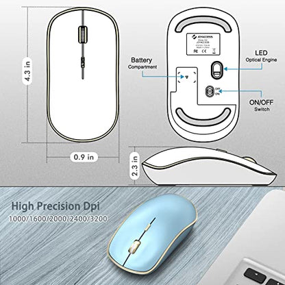 JOYACCESS Wireless Mouse for Laptop | 5 DPI Levels, Silent for Notebook, MacBook, Chromebook, PC - Blue - color: Blue
