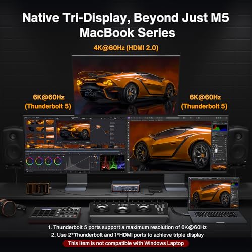 iVANKY 23-in-1 Intel Certified Thunderbolt 5 FusionDock Max 2, 120Gbps MacBook Docking Station, Triple 6K@60Hz Display for Mac M1-M5 Pro/Max, 140W PD, 2.5GbE, Cooling Fan (Incompatible with Windows) - color: Midnight Blue (Max)