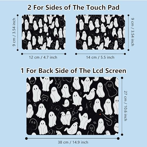 Universal Laptop Skin Sticker with 2 Wrist Pad Skins, Waterproof Scratch Resistant Vinyl Laptop Cover Decal, Cut to Fit for 11–15.6 Inch MacBook HP Dell Lenovo, Halloween Cute Ghost - color: Halloween Cute Ghost