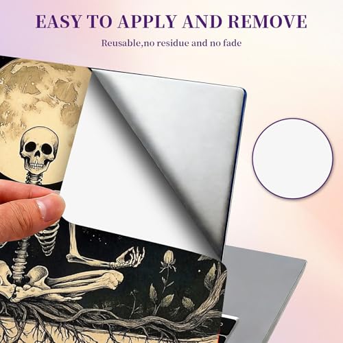 Laptop Skin Sticker Laptop Cover for 12" 13" 13.3" 14" Laptop Stickers,Reusable Skin Sticker Cover Personalized Art Waterproof & Scratch-Resistant Protector Case,Skeleton Skull Moon - color: Skeleton Skull Moon